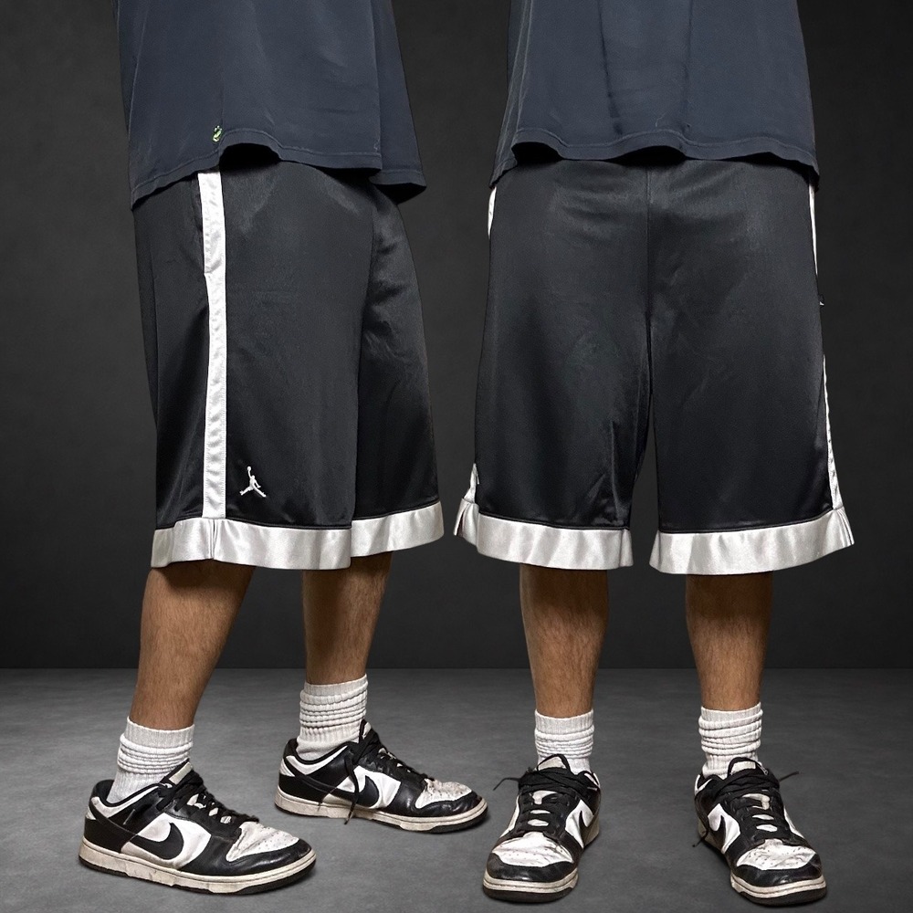 Jordan Basketball Shorts Black Silver Jumpman Y2K Vintage Skater Mens Size Small
